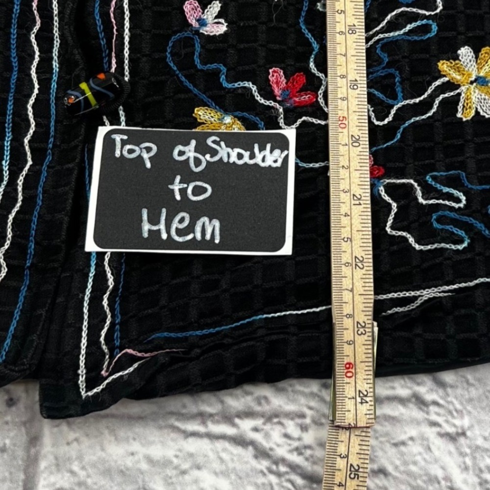 Drapers & Damons Womens 1X Black Multi Floral Embroidered Blazer Jacket - Picture 8 of 8